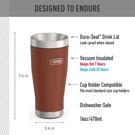 THERMOS ICON SERIES, Stainless Steel Tumbler, Saddle, 16 oz