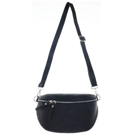 Zwillingsherz Bum Bag with Zip, Made of 100% Genuine Leather, High-Quality Shoulder Bag for Women and Girls, Large and Elegant Crossbody bag, Handbag, navy