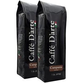Caffe D'arte Campania Whole Bean Coffee, 1 Pound, Pack of 2