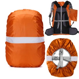 Rain Cover for Backpack, School Bag, Waterproof Backpack Rain Cover with Reflective Strips, Non-Slip Cross Buckle, Perfect for Camping, Hiking and Outdoor Activities, orange