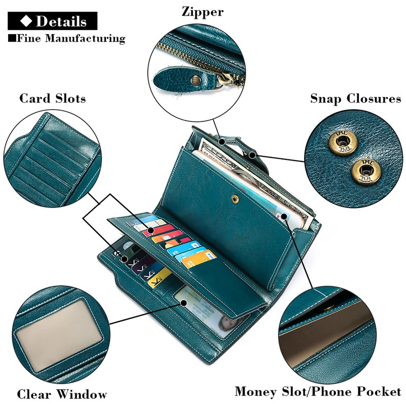 SENDEFN Ladies Purse,Large Capacity Genuine Leather Women's Wallet with Multiple