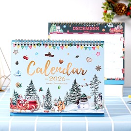 2026 Desk Calendar - Standing Flip Desktop Calendar 2026 from Jan 2026 - Dec 2026, 9.8" x 8.3", Memoranda Pages, Desk Calendar 2026 with Strong Twin-Wire Binding, Blank Blocks, Thick Paper