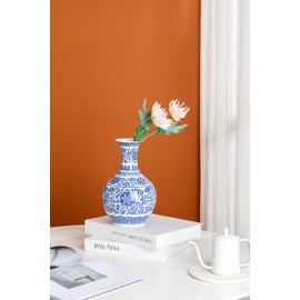 Blue and White Vase, Blue Vases Home Décor, Chinoiserie Vase, Blue and White Porcelain, Ceramic Vase for Home, Living Room, Bookshelf, Mantle Fireplace,Table Centerpieces,9.5"