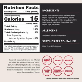 San-J - Richly Flavored Organic Sweet Tamari Splash - Specially Brewed - 10 oz. Bottles - 2 Pack