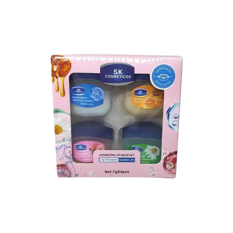 4 Bálsamos Frutales Labios Hidratante Tipo Vaselina Mini