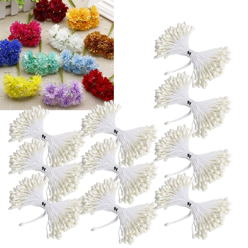 QANYEGN 900Pcs Flower Stamen, Double Heads Artificial Pearl Flower Stamen,
