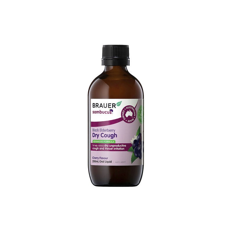 Brauer Eldeberry Dry Cough Liquid Cherry Flavour 200ml