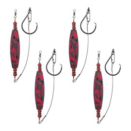 M METERXITY 4-Pack Catfish Float Rigs, 3 Inch EVA Buoyancy Foam Fishing Bobbers Popping with Swivel and Hooks for Streams/Lake/River Fishing, Floats Rattling Cork Catfish Gear [Red]