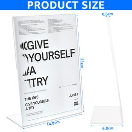 Pack of 8 A5 Table Stands, Acrylic Stand, A5, Slanted Table Stand, A5 Stand, DIN A5 L Stand, Transparent Acrylic Table Stand for Cafés, Restaurants, Exhibitions, Offices, Promotions