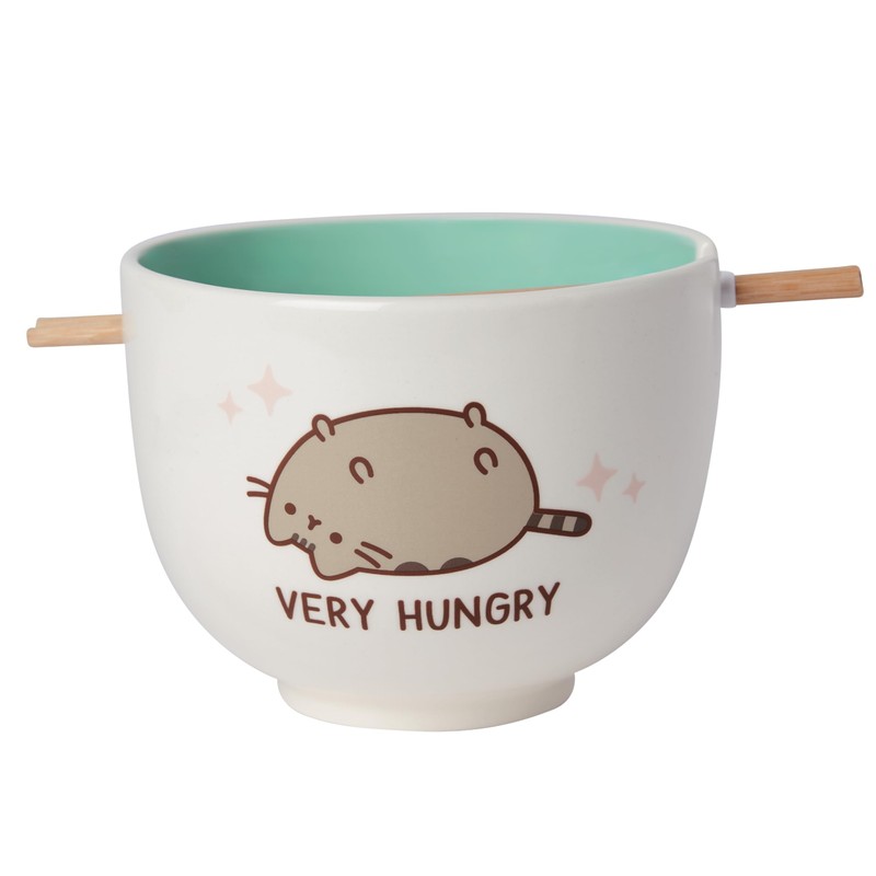 Enesco Pusheen the Cat Very Hungry Ramen Bowl with Chopsticks,