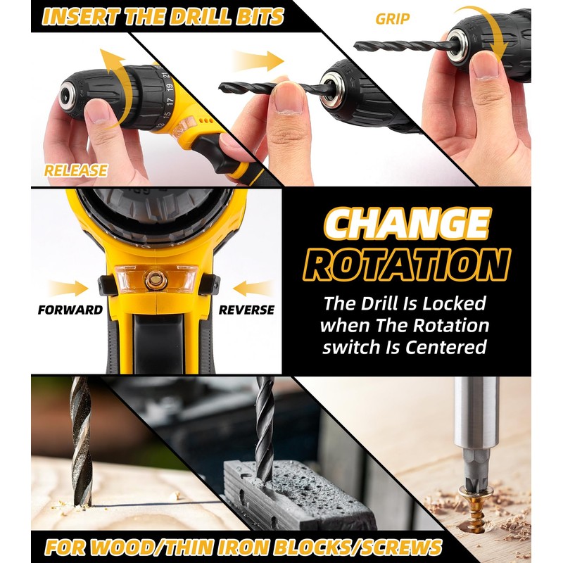DIFFLIFE 12V Drill Driver Power Tool Combo Kits with Cordless