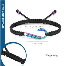 constantlife Cremation Jewelry Urn Bracelet for Ashes Stainless Steel Fish Hook Braided Rope Adjustable Bangle Keepsake Human Pet Memorial Gift (Colorful)