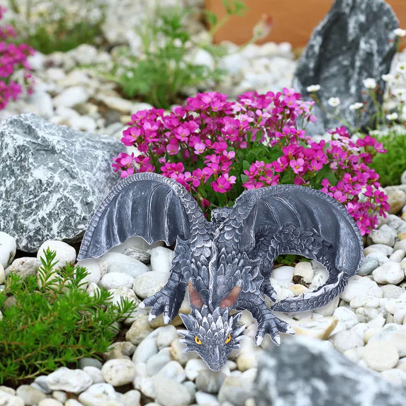 Big Squatting Dragon Sculpture Resin Gardening Ornaments for Home Outdoor