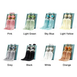 QOTSTEOS 1 Pair Curtain Hold Backs Rope Tie Backs, Curtain Clips Rope Curtain Hanger, Large Tie Backs Prism Ball Tassel Curtain Rope Tieback for Home Office Window Curtains(Pink), free size