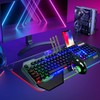 Wireless Gaming Keyboard and Mouse,Rainbow Backlit Rechargeable Keyboard Mouse with