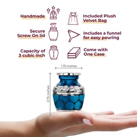 Trupoint Memorials Cremation Urns for Human Ashes, Decorative Burial Urn for Adult Men and Women, Large Dark Blue with Silver Lining