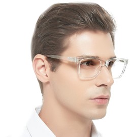 MARE AZZURO Big Frame Reading Glasses Men Square Readers 1.0 1.25 1.5 1.75 2.0 2.25 2.5 2.75 3.0 3.5 4.0 5.0 6.0 (Transparent, 2.50)