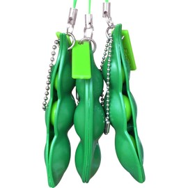 Acerich 3 Pack Edamame Keychain Fidget Toys - Squeeze-a-Bean Puchi Puti Mugen Keyring Pea Keychain Soybean Toys Gift