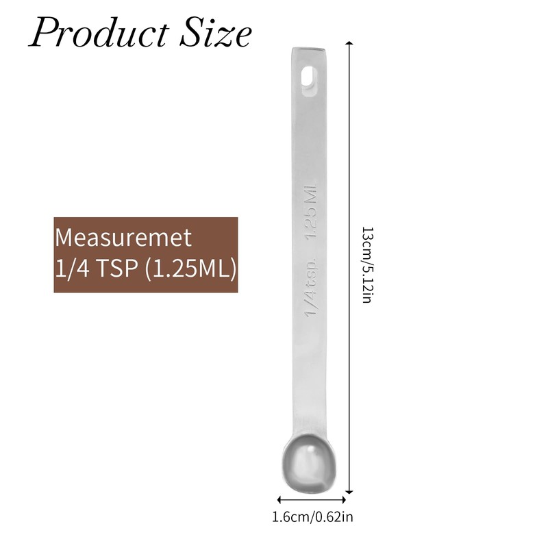 1/4 Teaspoon Stainless Steel Single Measuring Spoon 1.25 ml Teaspoon
