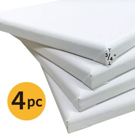 PHOENIX Watercolor Stretched Canvases, 11x14 Inch/4 Pack - 8 Oz, 3/4 Inch Profile, 100% Cotton Triple Primed White Blank Canvases for Watercolor, Acrylic, Gouache, Tempera, Crafts & Pouring Art