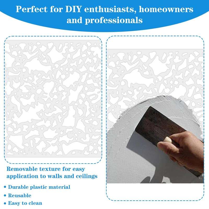 6 Pcs Knockdown Texture Spray Stencil Drywall Repair Tool 8