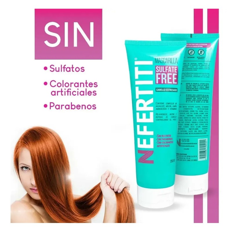 Mascarilla Sulfate Free Cabello Estresado Sin Parabenos Nefertiti