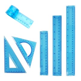 Bendable Ruler, Transparent Plastic Ruler Set, Shatterproof Flexible Ruler, Double-Sided CM Inch Ruler for School Home, Pack of 5 (6/8/12 Inches)