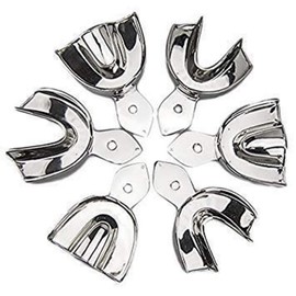Set of 6 Pedo Dental Impression Trays Set Solid Denture Instruments Stainless Steel