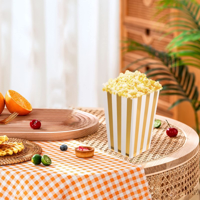 NUOBESTY 24pcs Paper Popcorn Boxes, Cardboard Candy Container Mini Popcorn