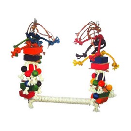 Happy Beaks Toy Rope Swing with Blocks Leather (Medium)