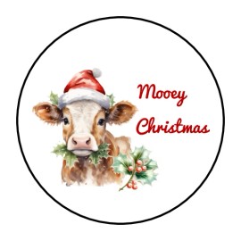 Homemade 30 Christmas cow farm animals envelope seals, stickers labels, tags, round