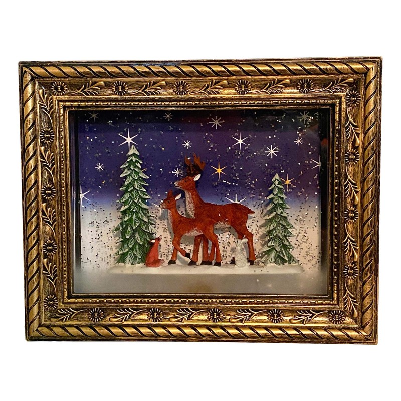 San Francisco Music Box Musical Lighted Reindeer in The Woods