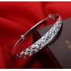 Delicate Beautiful Silver Bangle Bracelet with Snowflake Carved,925 silver jewellery
