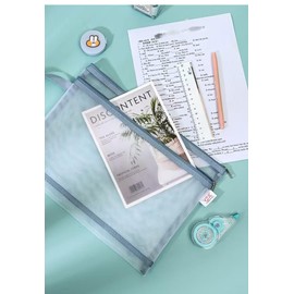 PERFECT LASER 10 Pack Mesh Zipper Pouch Bags Double-Layer Breathable A4 A5 Storage for Board Games Building Blocks Puzzles Kids Toys School Office Supplies See-Through Organizer with Handles