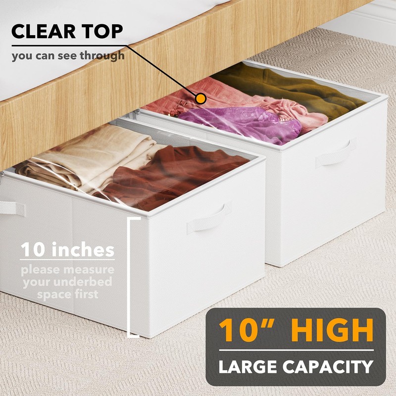 SpaceAid 2 Pack 10" High Under Bed Storage Containers, Large