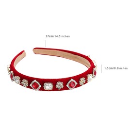 scicent Vintage Crystal Rhinestone Headbands Glitter Diamond Headband Velvet Thin Hair Bands Party Wedding Headpiece Fashion Hair Accessories for Women - 27318