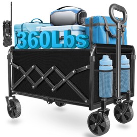 Wagons carts Foldable|Collapsible Wagon with Wheels|Wagon cart with Wheels Foldable|Utility Wagon|Folding Wagon with Wheels for Sports,Garden,Shopping,Camping,Travel,Jet Black