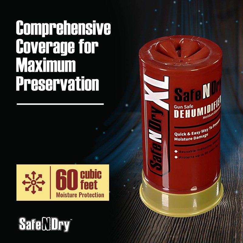 SafeNDry XL Gun Safe Dehumidifier - Portable Moisture Absorber, Prevents