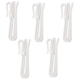 TOP-VIGOR 5Pcs Curtain Hooks Adjustable, Plastic Depth Pinch Pleat Locking Curtain Tape Clip Hook, Lift Curtain Tape Hooks for Window Shower Door Curtains Header Clip Hooks, White