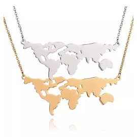 Patry Deluxe Dije Mapamundi Collar Viajes Mapa Regalo Viajero Colección
