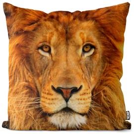 VOID Lion Head Cushion Cover Outdoor Indoor Lion Fur Cushion Size: 40 x 40 cm