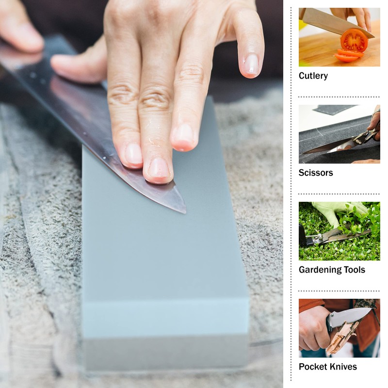 Knife Sharpening Stone 2-Pack - Dual 400/1000 Grit Wet Block