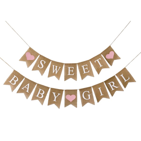 Shimmer Anna Shine Sweet Baby Girl Burlap Banner for Baby