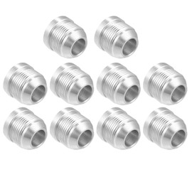MACHSWON 10 Pcs Car Auto 16AN Male Weld on Fitting Bung Hose Adapter Fuel Oil Aluminum Alloy Thread Hose Adapter Connector Silver Tone