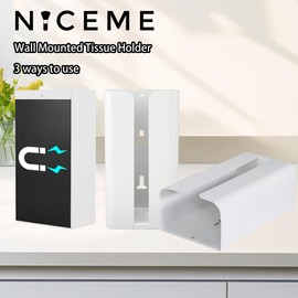 NICEME Cosmetic Tissue Box, Tissue Box for Desk, Magnetic Tissue Box, Paper Towel Dispenser, Suitable for Home, Kitchen and Refrigerator, 24 x 13 x 8.5 cm, White