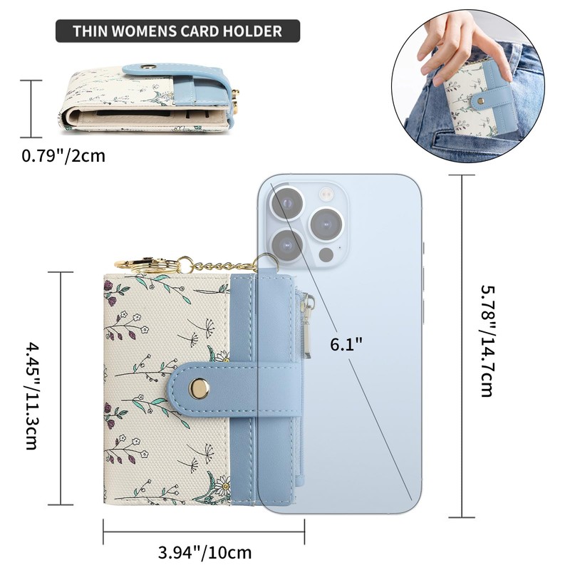 GAEKEAO Small Wallet for Women RFID Blocking Slim Bifold Floral