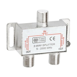 Woostars 2-Way Coaxial Cable Splitter (RG6 Compatible, F-Type, 5-2500MHz) Digital Signal Female Coax Splitter - Works with Satellite, Antenna, HDTV, Amplifier, CATV Cable TV