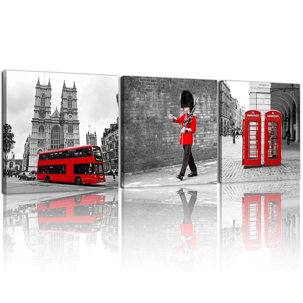NAN Wind 3 Pcs Modern Giclee Canvas Prints London Black