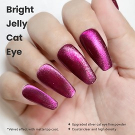YTD Likomey Cat Eye Gel Nail Polish,15ml Bright Plum Pink Holographic Translucent Neutral Velvet Jelly Sheer Shiny Magnetic Dragon Fruit Shimmer Glitter UV Nail Gel Varnish with Magnet Stick,MY378
