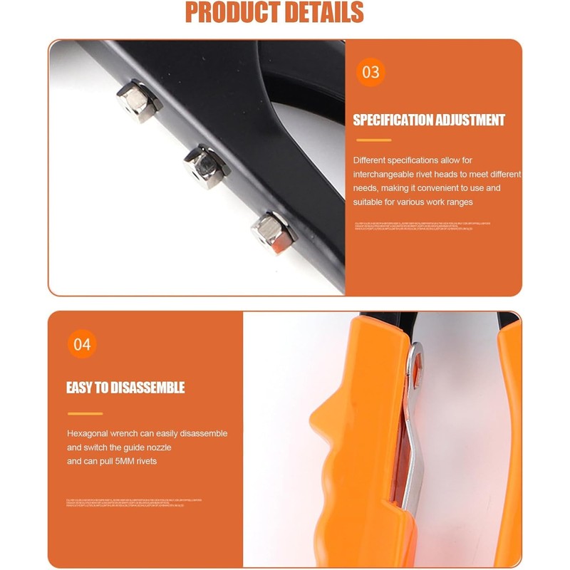 SQUADO 9.5" Professional Hand Riveter Riveter 23.5cm Ergonomic Plastic Handle